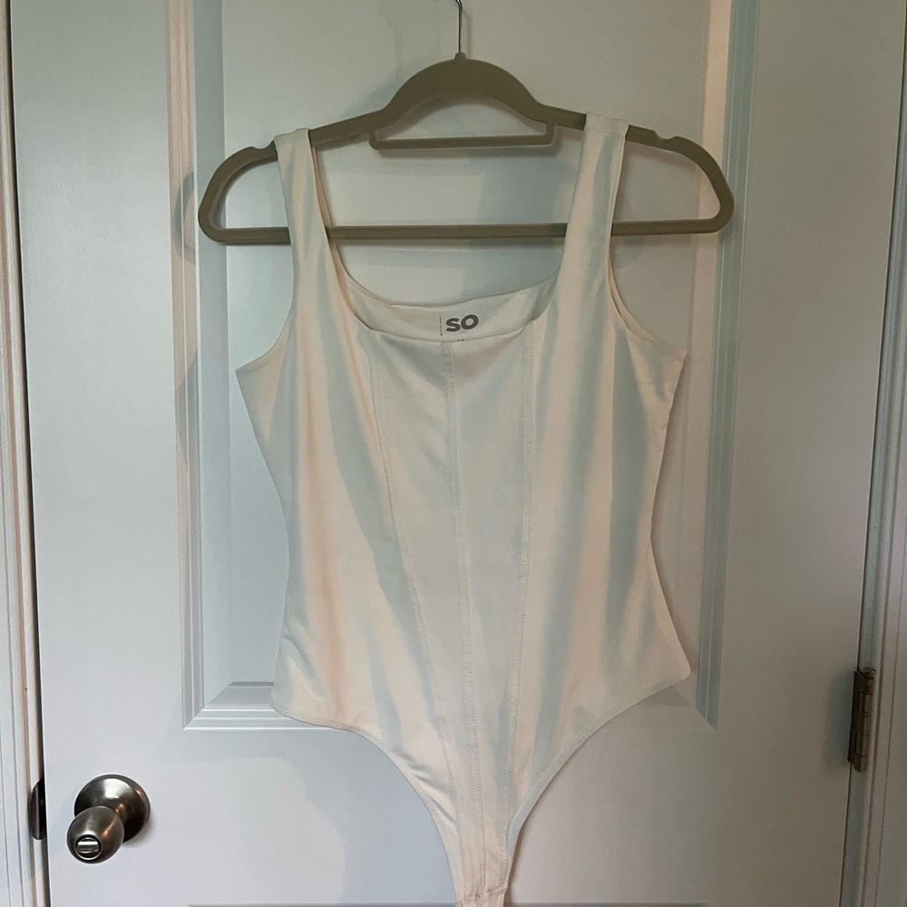SO Cream Bodysuit One Piece with Scoop Neckline
